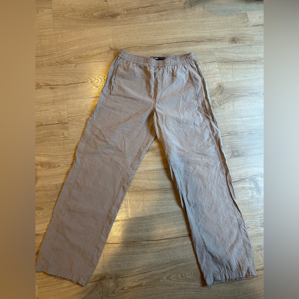 ZARA Men's Modal Blend Toffee Beige Relaxed Fit Drawstring Pants